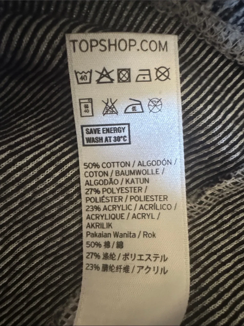 Topshop Paperbag Mini Skirt Gray Black Creme Textured Plaid Pull-On Skirt 10